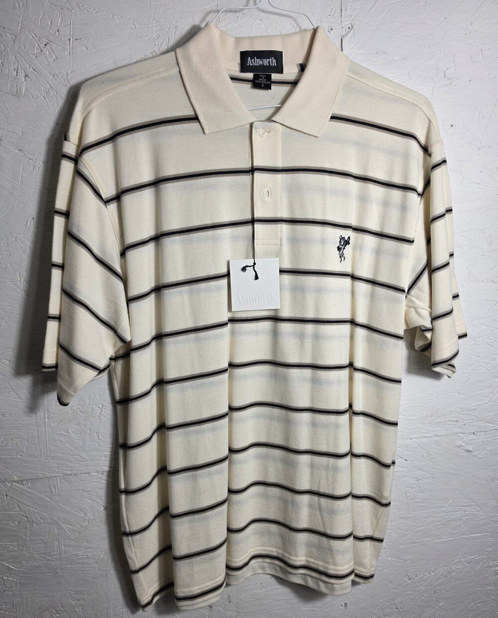 Ashworth Mens Polo Shirt Beige Short Sleeves Size Small NWT